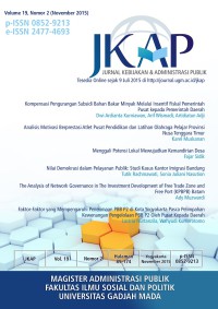 Image of JURNAL KEBIJAKAN DAN ADMINISTRASI PUBLIK (JKAP) VOL 19, NO 2, NOVEMBER 2015