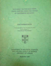 Image of NITROGEN MINERALIZATION FROM LEGUME TREE PRUNINGS OF DIFEREBT QUALITY