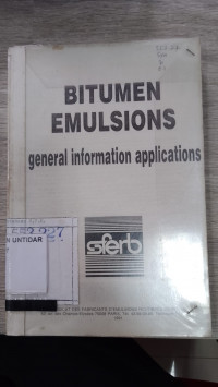 BITUMEN EMULSIONS general information applications