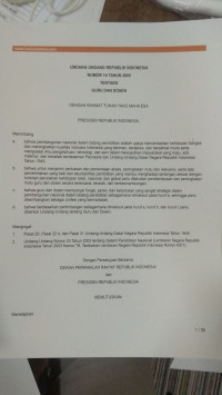 UNDANG-UNDANG REPUBLIK INDONESIA NOMOR 14 TAHUN 2005 TENTANG GURU DAN DOSEN