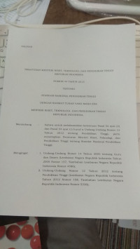 PERATURAN MENTERI RISET, TEKNOLOGI, DAN PENDIDIDKAN TINGGI REPUBLIK INDONESIA NOMOR 44 TAHUN 2015 TENTANG STANDAR NASIONAL PENDIDIKAN TINGGI